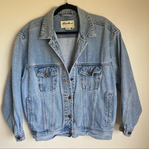 Eddie Bauer Jean Jacket 90s Oversized Style Light Blue